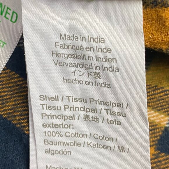 J. CREW Flannel Shirt Men's Large Slim Fit Orange Navy Green Plaid Button Down - Picture 6 of 10